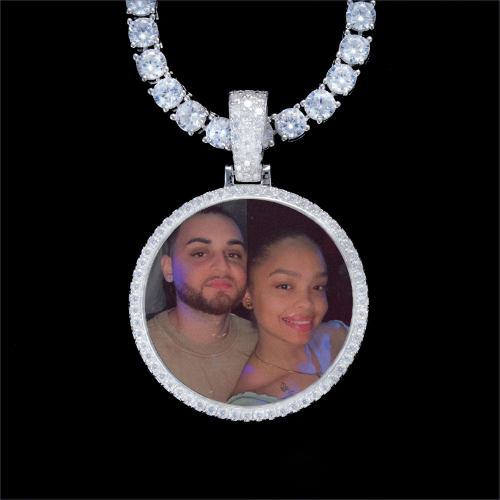 925S & VVS Moissanite 3D Circle Custom Picture Pendant