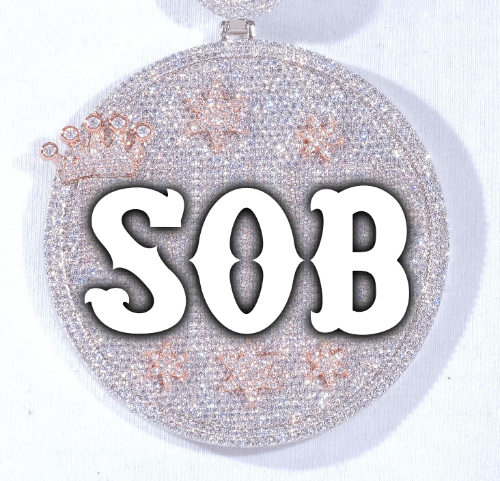 CUSTOM LETTER NECKLACE 3D BIG CROWN DISC