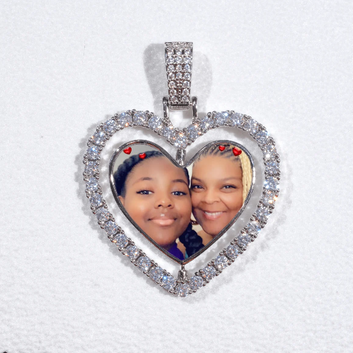 3D Spinning 2-Faced Heart Custom Picture Pendant
