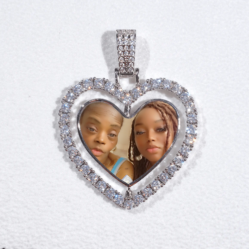 3D Spinning 2-Faced Heart Custom Picture Pendant