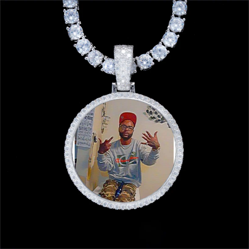 925S & VVS Moissanite 3D Circle Custom Picture Pendant