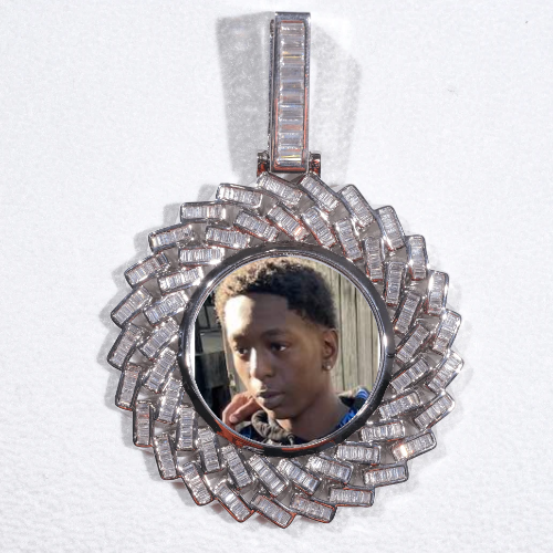 Large 3D Baguette Custom Picture Pendant