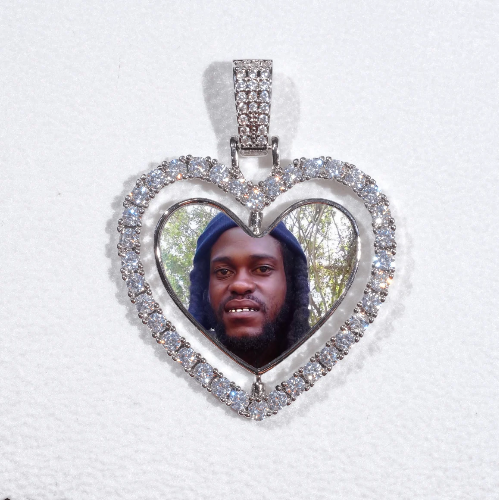 3D Spinning 2-Faced Heart Custom Picture Pendant