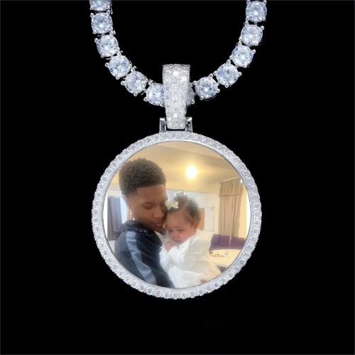 925S & VVS Moissanite 3D Circle Custom Picture Pendant