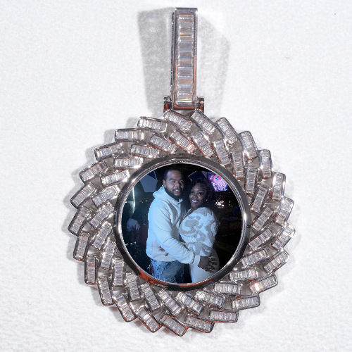Large 3D Baguette Custom Picture Pendant