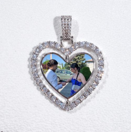 3D Spinning 2-Faced Heart Custom Picture Pendant