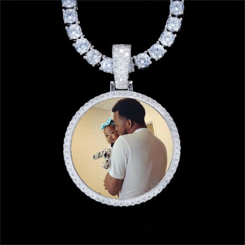 925S & VVS Moissanite 3D Circle Custom Picture Pendant