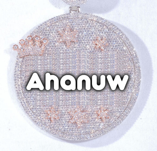 CUSTOM LETTER NECKLACE 3D BIG CROWN DISC