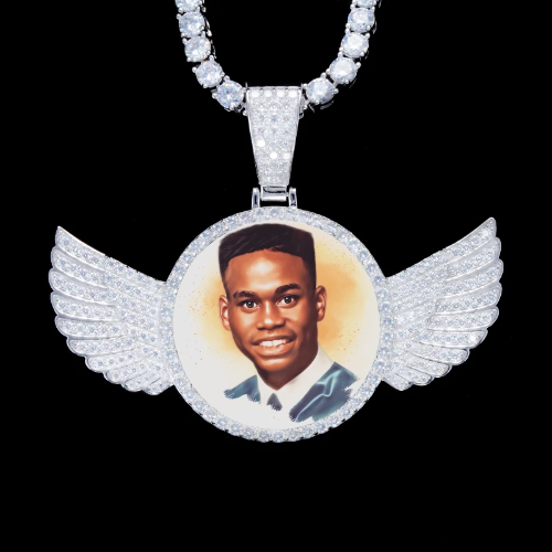 925S & VVS Moissanite 3D Wing Custom Picture Pendant
