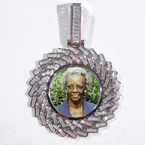 Large 3D Baguette Custom Picture Pendant