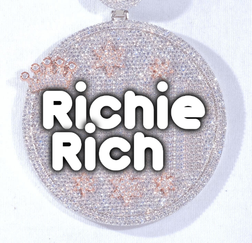 CUSTOM LETTER NECKLACE 3D BIG CROWN DISC