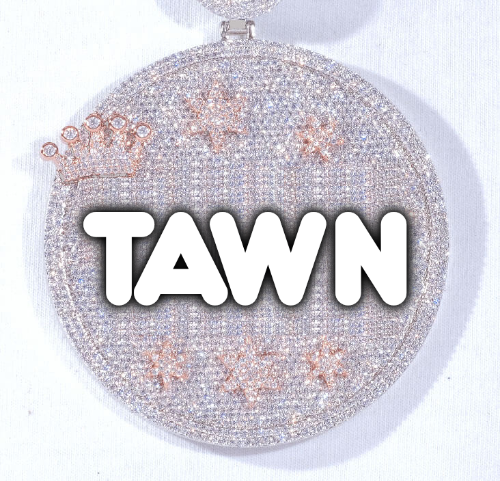 CUSTOM LETTER NECKLACE 3D BIG CROWN DISC