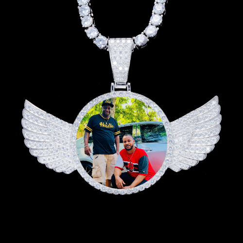 925S & VVS Moissanite 3D Wing Custom Picture Pendant