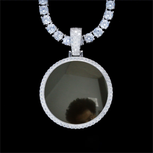 925S & VVS Moissanite 3D Circle Custom Picture Pendant