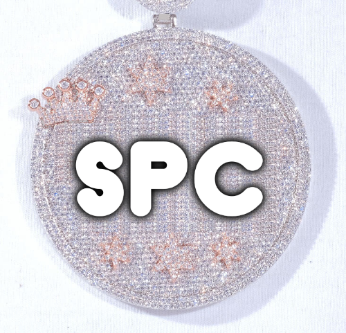 CUSTOM LETTER NECKLACE 3D BIG CROWN DISC
