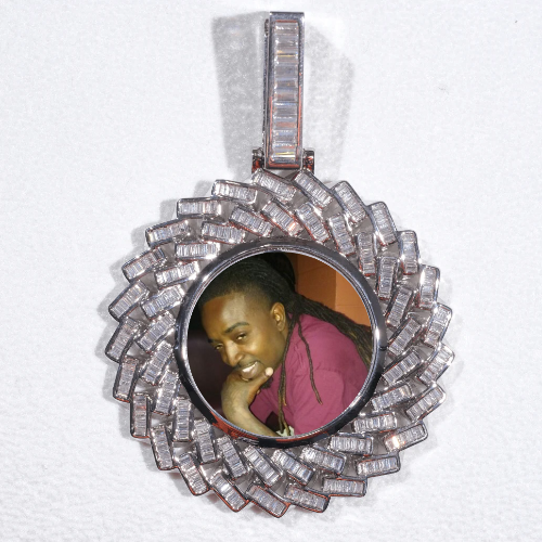 Large 3D Baguette Custom Picture Pendant