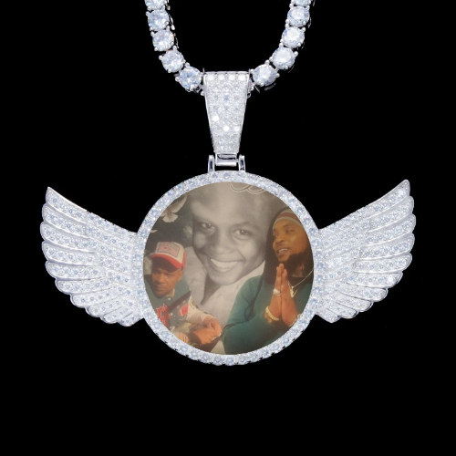 925S & VVS Moissanite 3D Wing Custom Picture Pendant