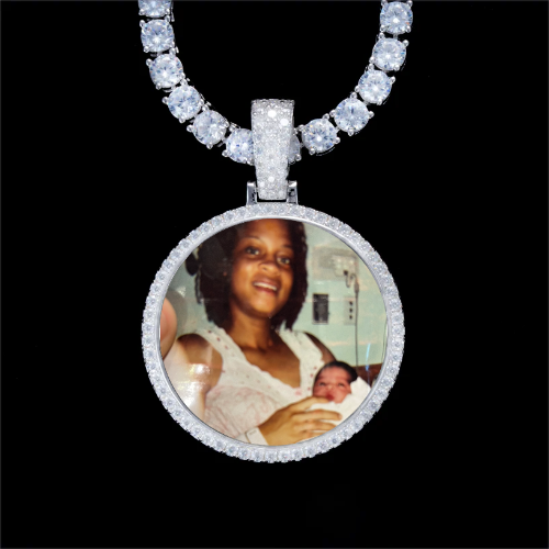 925S & VVS Moissanite 3D Circle Custom Picture Pendant