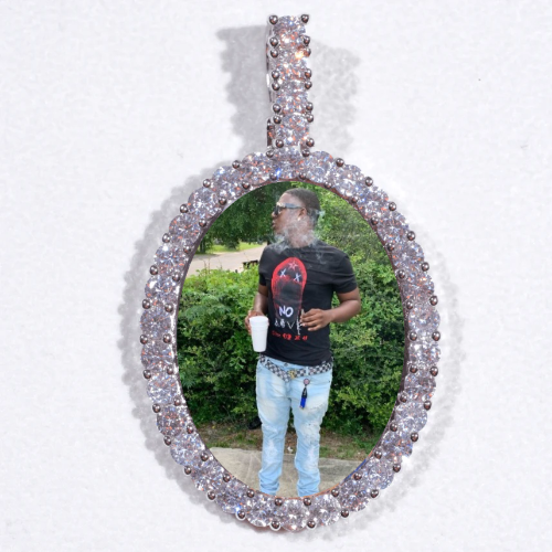 Large 3D Oval Custom Picture Pendant