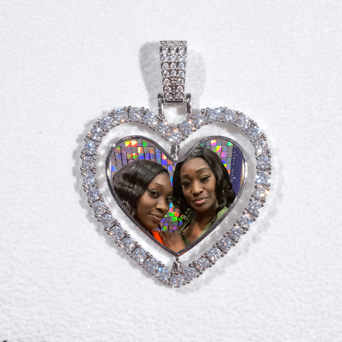 3D Spinning 2-Faced Heart Custom Picture Pendant