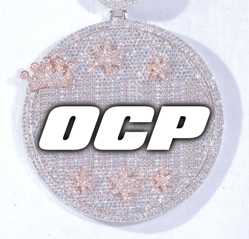 CUSTOM LETTER NECKLACE 3D BIG CROWN DISC