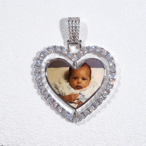 3D Spinning 2-Faced Heart Custom Picture Pendant