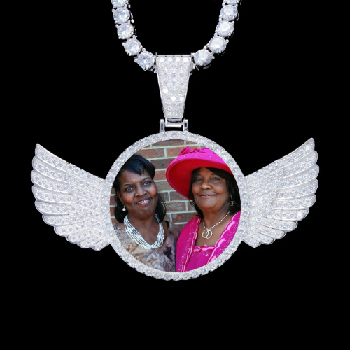 925S & VVS Moissanite 3D Wing Custom Picture Pendant