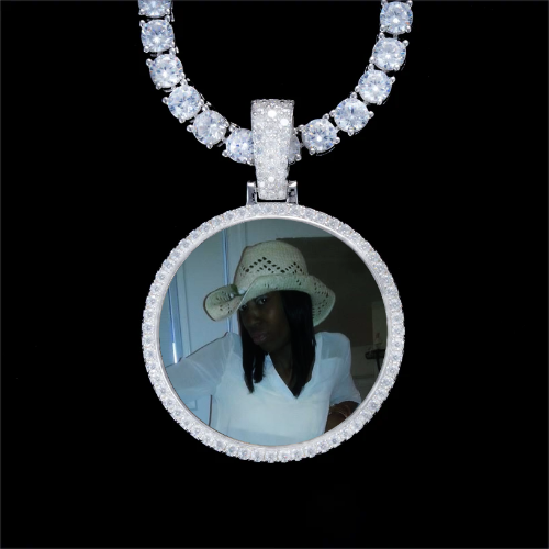 925S & VVS Moissanite 3D Circle Custom Picture Pendant