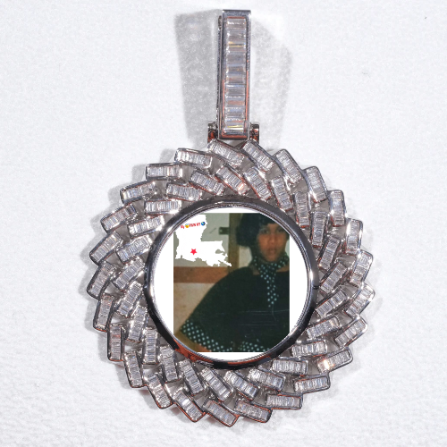 Large 3D Baguette Custom Picture Pendant