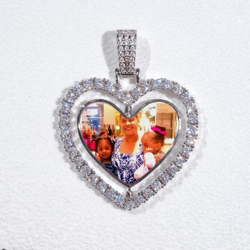 3D Spinning 2-Faced Heart Custom Picture Pendant