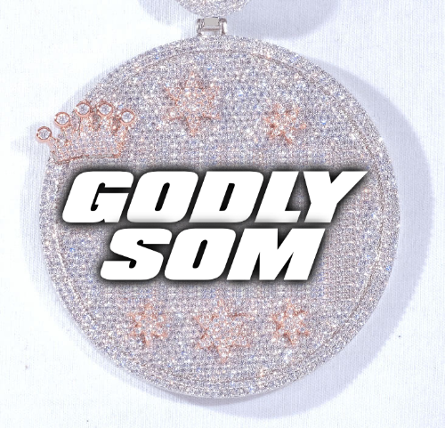 CUSTOM LETTER NECKLACE 3D BIG CROWN DISC