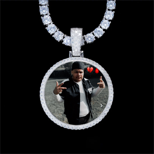 925S & VVS Moissanite 3D Circle Custom Picture Pendant