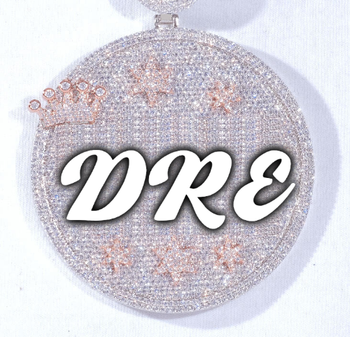 CUSTOM LETTER NECKLACE 3D BIG CROWN DISC