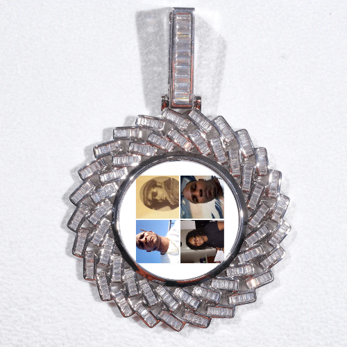 Large 3D Baguette Custom Picture Pendant