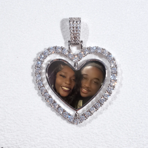 3D Spinning 2-Faced Heart Custom Picture Pendant