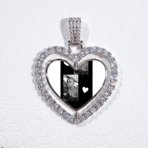 3D Spinning 2-Faced Heart Custom Picture Pendant