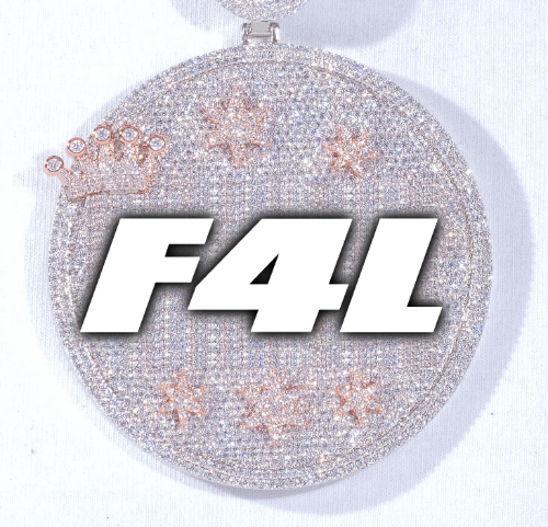 CUSTOM LETTER NECKLACE 3D BIG CROWN DISC