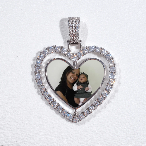 3D Spinning 2-Faced Heart Custom Picture Pendant