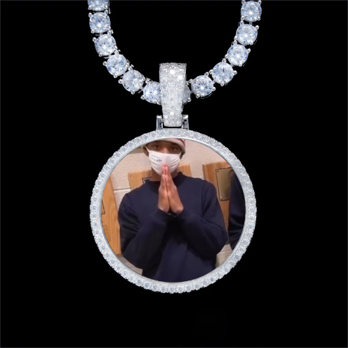 925S & VVS Moissanite 3D Circle Custom Picture Pendant