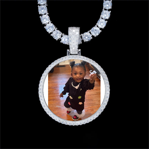 925S & VVS Moissanite 3D Circle Custom Picture Pendant