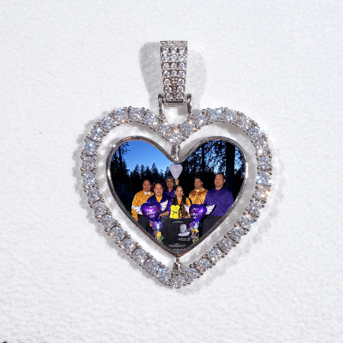 3D Spinning 2-Faced Heart Custom Picture Pendant