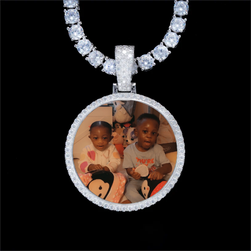 925S & VVS Moissanite 3D Circle Custom Picture Pendant