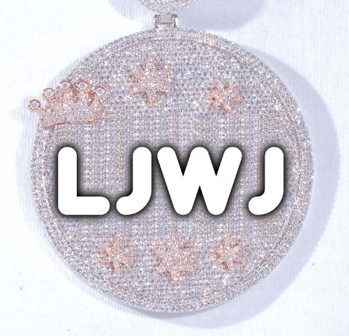 CUSTOM LETTER NECKLACE 3D BIG CROWN DISC