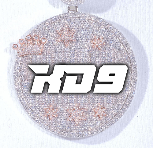 CUSTOM LETTER NECKLACE 3D BIG CROWN DISC