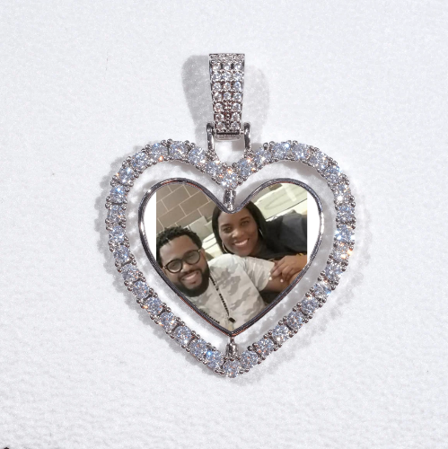 3D Spinning 2-Faced Heart Custom Picture Pendant