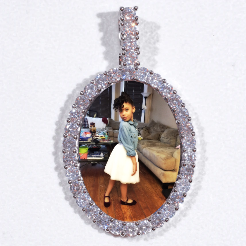 Large 3D Oval Custom Picture Pendant