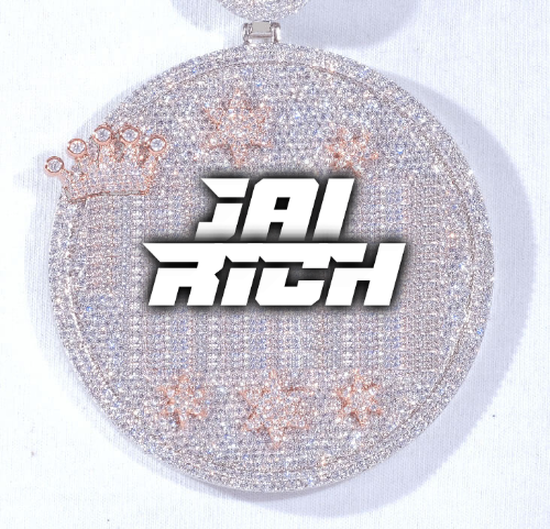 CUSTOM LETTER NECKLACE 3D BIG CROWN DISC