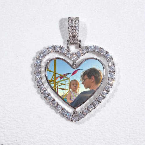 3D Spinning 2-Faced Heart Custom Picture Pendant