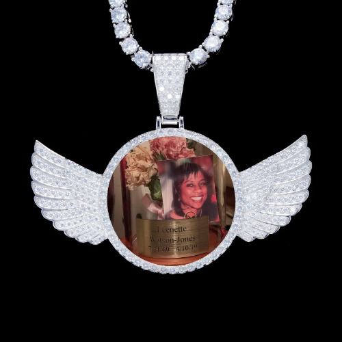 925S & VVS Moissanite 3D Wing Custom Picture Pendant