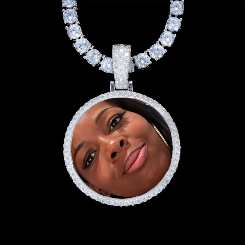 925S & VVS Moissanite 3D Circle Custom Picture Pendant